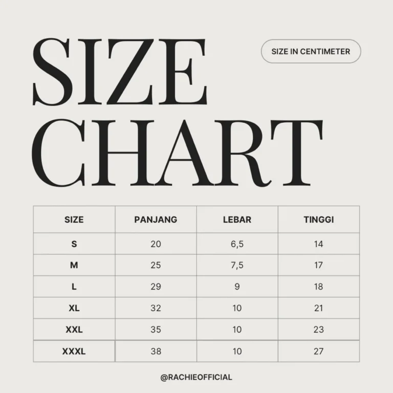 Organizer Bag Noya Size Chart
